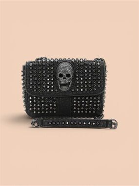 Black Studded Skull Crossbody Bag — Women